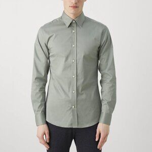 Tiger of Sweden Adley Shirt Button Up Light Khaki Green Size 42 / Large Slim NEW